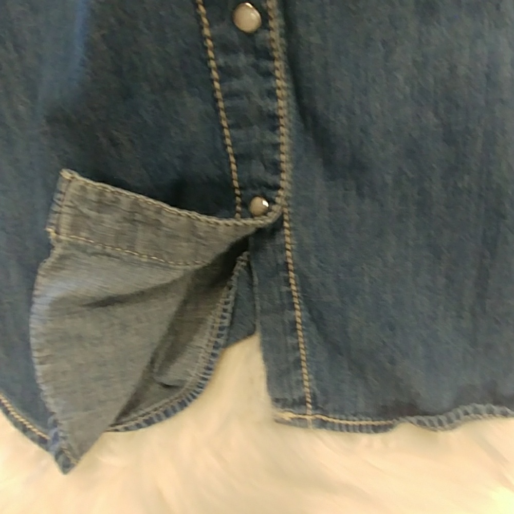 Seven 7 Pearl Snap Long Sleeve Denim Shirt - Picture 3 of 8